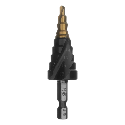 Сверло ступенчатое Denzel 723603 4-6-8-10-12-14-16-18-20 мм, Р6М5, 6-гр. хвостовик купить в Ижевске