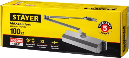 Доводчик дверной STAYER, для дверей массой до 100 кг, цвет белый 37916-100 купить в Ижевске