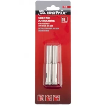 Сверло алмазное по керамограниту 10 х 67 мм 3-гранный хвостовик 2 штук MATRIX 726103 купить в Ижевске