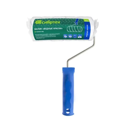 Валик &quot;Водные краски&quot;, 180 мм, ворс 12 мм, D - 48 мм, D ручки - 6 мм, полиэстер Сибртех 80186 купить в Ижевске