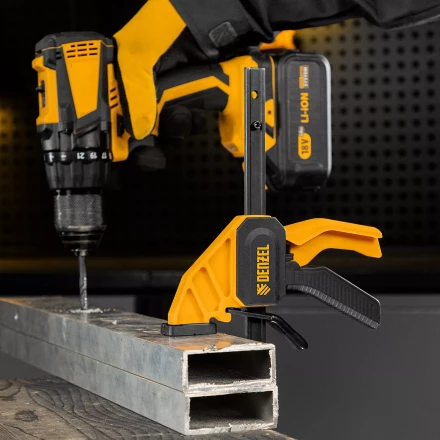 Струбцина F-образная Denzel, быстрозажимная, 150 х 55 мм, усиленный нейлоновый корпус, 20501 купить в Ижевске