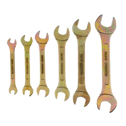 Набор ключей рожковых 6-17 мм, 6 шт, желтый цинк Сибртех 15279 купить в Ижевске