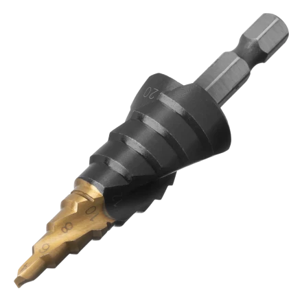 Сверло ступенчатое Denzel 723604, 6-8-10-12-14-16-18-20-22-24-26-28-30мм, Р6М5, 6-гр. хвостовик купить в Ижевске