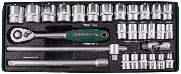 Набор головок торцевых 1/2"DR 8-34мм 28предметов S04Н4728S Jonnesway 47534 купить в Ижевске
