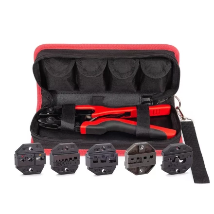 Пресс-клещи КВТ СТВ+5 с 5 матрицами МПК для опрессовки разъемов, втулочных, изолированных и неизолированных наконечников (набор) (89227) купить в Ижевске