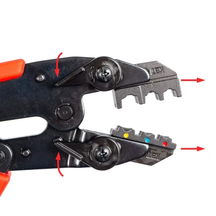 Пресс-клещи КВТ СТВ+5 с 5 матрицами МПК для опрессовки разъемов, втулочных, изолированных и неизолированных наконечников (набор) (89227) купить в Ижевске