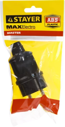 Вилка MAXElectro электрическая, 16А/220В, с заземлением, черная, STAYER 55160-B купить в Ижевске