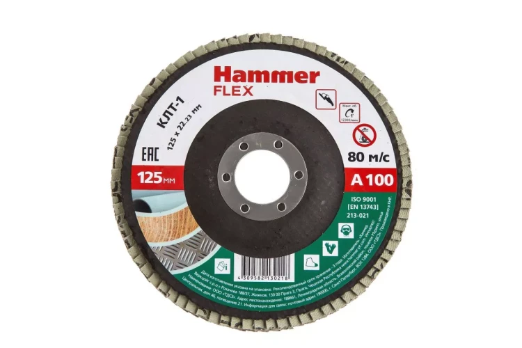 Круг Лепестковый Торцевой (КЛТ) HAMMER КЛТ 1 Ф125х22 Р100 213-021 купить в Ижевске