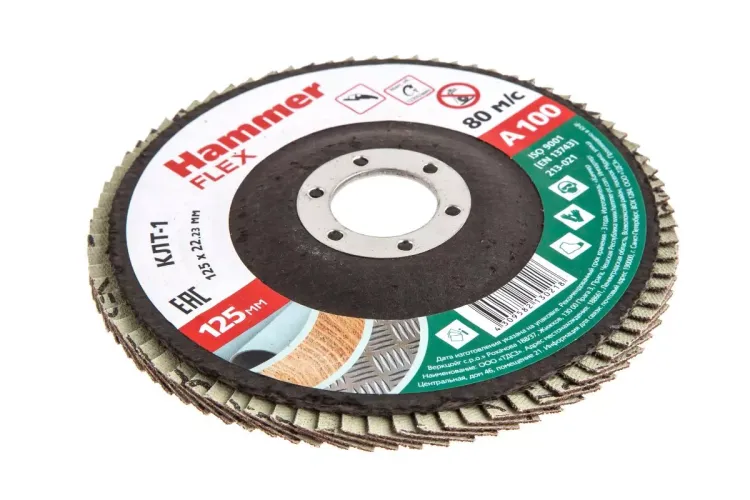 Круг Лепестковый Торцевой (КЛТ) HAMMER КЛТ 1 Ф125х22 Р100 213-021 купить в Ижевске