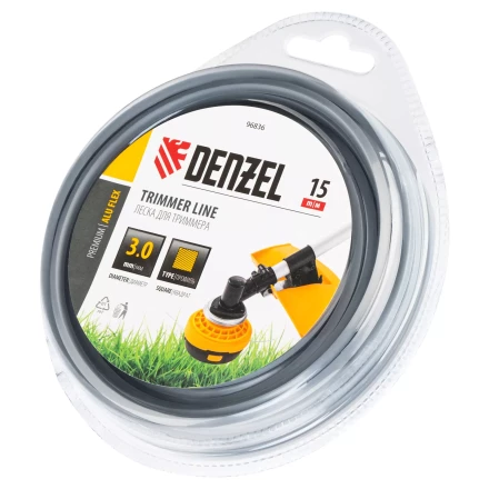 Леска для триммера армированная алюминием квадратная Denzel 3,0мм х 15м, блистер ALUFLEX 96836 купить в Ижевске
