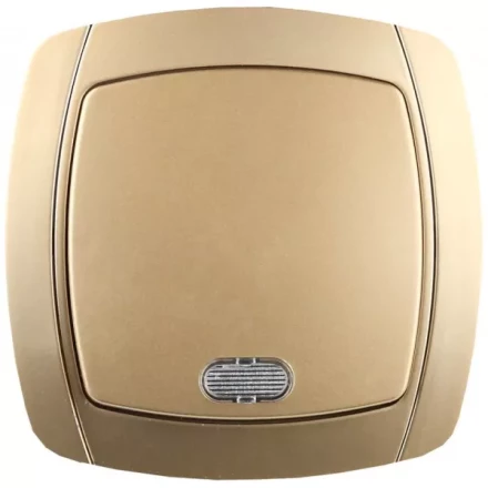 Выключатель СВЕТОЗАР &quot;АКЦЕНТ&quot; одноклавишный в сборе, с подсветкой, цвет золотой металлик, 10А/~250В SV-54231-GM купить в Ижевске