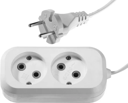 Удлинитель СИБИН электрический, ШВВП сечение 0,75кв мм, 2 гнезда, макс мощн 1300Вт, 2м 55091-2 купить в Ижевске