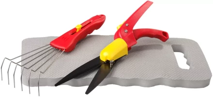 Набор GRINDA садовый, 3 предмета: ножницы для стрижки травы, подколенник, грабельки 8-422035 купить в Ижевске