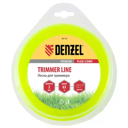Леска для триммера круглая 2 мм х 63 м блистер Flex cord Denzel 96118 купить в Ижевске