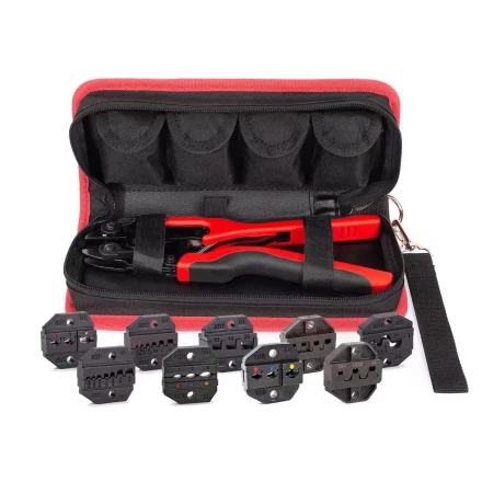 Пресс-клещи КВТ СТВ+9 с 9 матрицами МПК для опрессовки разъемов, втулочных, изолированных и неизолированных наконечников (набор) (89183) купить в Ижевске