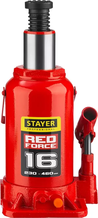 Домкрат гидравлический бутылочный "RED FORCE", 16т, 230-460 мм, STAYER 43160-16 43160-16_z01 купить в Ижевске