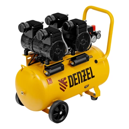 Компрессор безмасл. малошумный DLP -3000/50, 3 кВт, 2х1,5 кВт,50 л, 2850 об/мин,500 л/мин// Denzel 58144 купить в Ижевске
