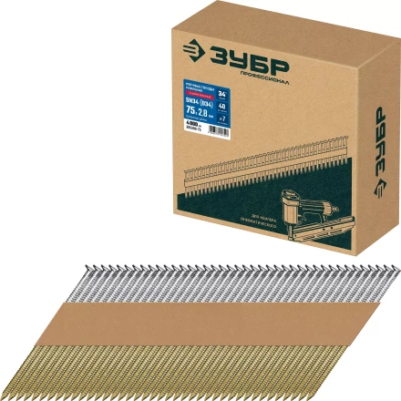 ЗУБР SN34 (D34) 75 х 2.8 мм, реечные гвозди рифленые оцинкованные, 4000 шт (305399-75) купить в Ижевске