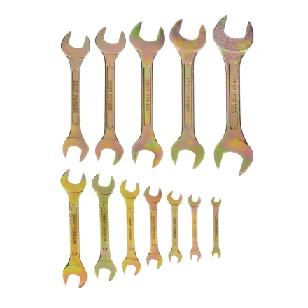 Набор ключей рожковых Сибртех 15281, 6-32 мм, 12 шт, желтый цинк купить в Ижевске