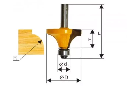 Фреза кром. калевочная ф38,1х19мм R12,7мм хв. 8мм Энкор 46237 купить в Ижевске