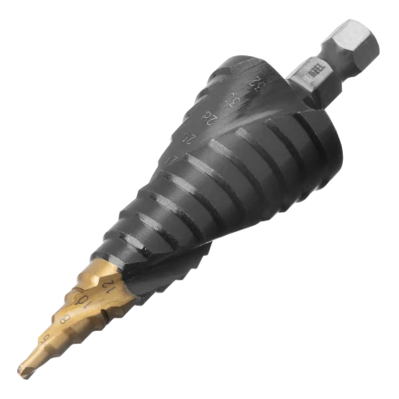 Сверло ступенчатое Denzel 723606, 4-6-8-10-12-14-16-18-20-22-24-26-28-30-32 мм, Р6М5, 6-гр. хвостовик купить в Ижевске