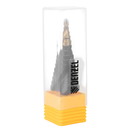 Сверло ступенчатое Denzel 723606, 4-6-8-10-12-14-16-18-20-22-24-26-28-30-32 мм, Р6М5, 6-гр. хвостовик купить в Ижевске