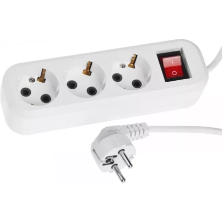 Удлинитель СИБИН электрический, ПВС сечение 0,75кв мм, 3 гнезда, макс мощн 2200Вт, 5м, заземление, выключатель 55036-5 купить в Ижевске