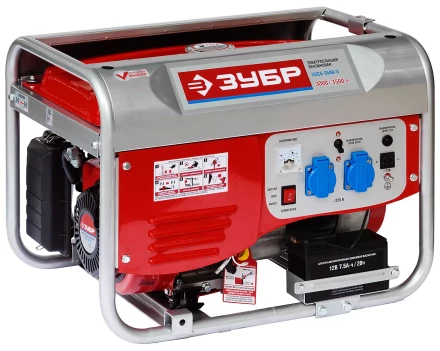 Электростанция ЗУБР бензиновая, 4-х тактная, ручной и электрический пуск, 220/12В, 3500Вт ЗЭСБ-3500-Э купить в Ижевске