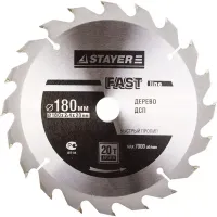 Диск пильный "FAST-Line" по дереву, 180х20мм, 20Т, STAYER 3680-180-20-20