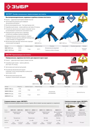 Стержни ЗУБР &quot;ЭКСПЕРТ&quot; для клеевых (термоклеящих) пистолетов, цвет желтый, сверхсильная фиксация, 33шт, 12х300мм 06856-12-2 купить в Ижевске