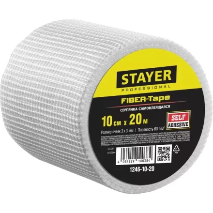 Серпянка самоклеящаяся FIBER-Tape, 10 см х 20м, STAYER Professional 1246-10-20 1246-10-20 купить в Ижевске