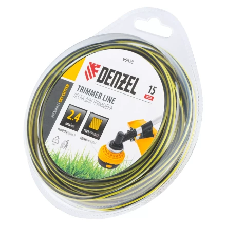 Леска для триммера двухкомпонентная квадратная, 2,4мм х 15м, блистер SkyCutter Denzel 96838 купить в Ижевске