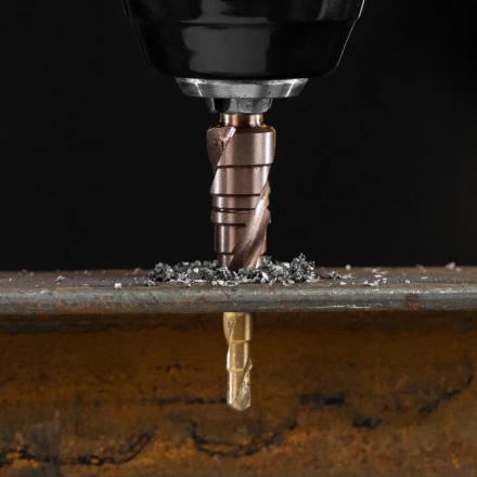 Сверло ступенчатое Denzel 723612,  4-5-6-7-8-9-10-11-12 мм, Р6М5К5, 6-гр. хвостовик купить в Ижевске