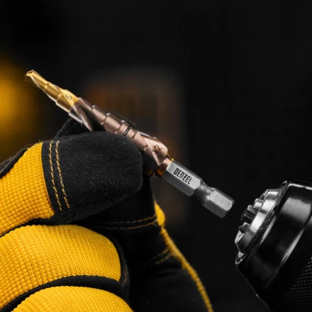 Сверло ступенчатое Denzel 723612,  4-5-6-7-8-9-10-11-12 мм, Р6М5К5, 6-гр. хвостовик купить в Ижевске