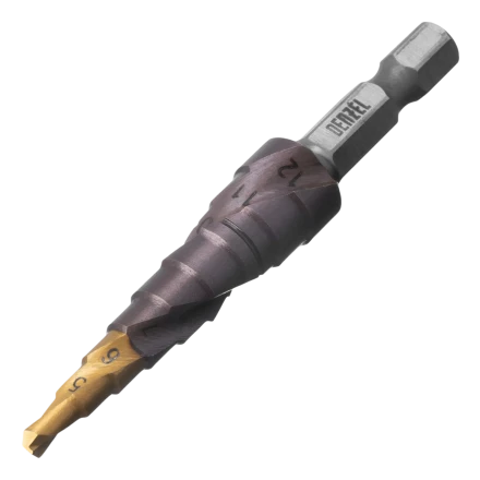 Сверло ступенчатое Denzel 723612,  4-5-6-7-8-9-10-11-12 мм, Р6М5К5, 6-гр. хвостовик купить в Ижевске