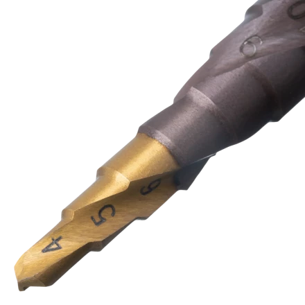 Сверло ступенчатое Denzel 723612,  4-5-6-7-8-9-10-11-12 мм, Р6М5К5, 6-гр. хвостовик купить в Ижевске