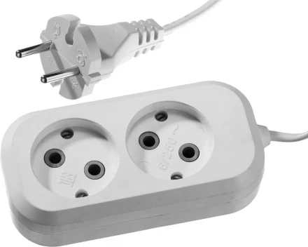 Удлинитель СИБИН электрический, ШВВП сечение 0,75кв мм, 2 гнезда, макс мощн 1300Вт, 3м 55091-3 купить в Ижевске