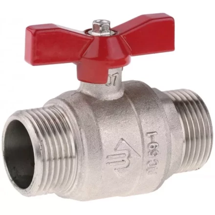 Кран ЗУБР шаровой 1/2&quot; полнопроходной &quot;папа-папа&quot;, бабочка, никелированная латунь 51355-N-1/2 купить в Ижевске