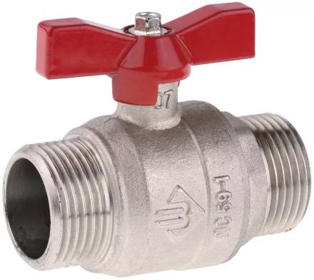 Кран ЗУБР шаровой 1/2&quot; полнопроходной &quot;папа-папа&quot;, бабочка, никелированная латунь 51355-N-1/2 купить в Ижевске