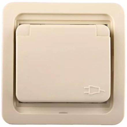 Розетка СВЕТОЗАР "ГАММА" одинарная с крышкой, с заземлением, цвет бежевый,16А/~250В SV-54110-B купить в Ижевске