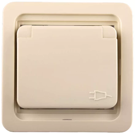 Розетка СВЕТОЗАР "ГАММА" одинарная с крышкой, с заземлением, цвет бежевый,16А/~250В SV-54110-B купить в Ижевске