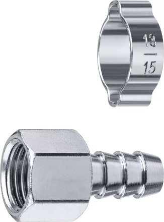 ЗУБР штуцер елочка, 10 мм - 1/4F, переходник с обжимным хомутом, Профессионал (64923-1/4-10) купить в Ижевске