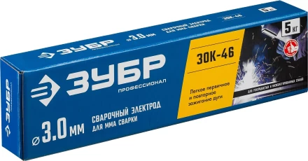 ЗУБР Д 3.0 х 350 мм, 5 кг в коробке, ЗОК-46 рутил-целлюлозный, электрод сварочный, Профессионал (40035-3.0) купить в Ижевске