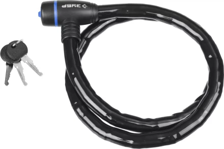 Замок ЗУБР &quot;ПРОФЕССИОНАЛ&quot;, тросовый, усиленный, 3 ключа в комплекте, длина троса 1000мм, d 18мм 37260-100 купить в Ижевске