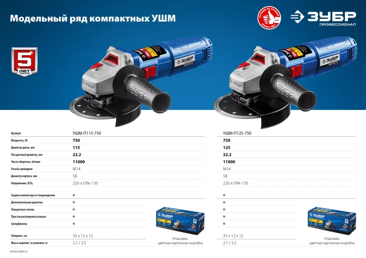 Машина углошлифовальная компактная УШМ-П125-750 серия ПРОФЕССИОНАЛ купить в Ижевске