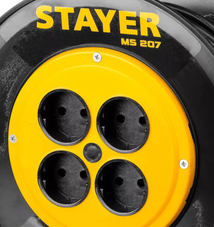 Удлинитель на катушке "MS 207", 50 м, 2200 Вт, 4 гнезда, ПВС 2x0,75 мм2, STAYER 55073-50 купить в Ижевске