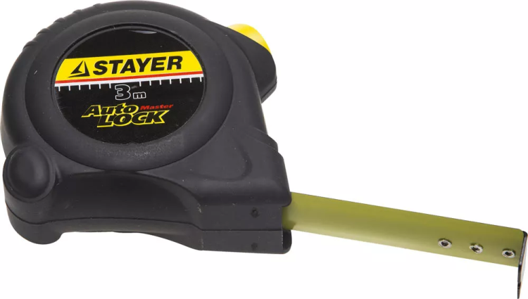 Рулетка STAYER "MASTER" "AUTOLOCK", корпус с резиновым напылением, автостоп, 3мх16мм 2-34126-03-16_z01 купить в Ижевске