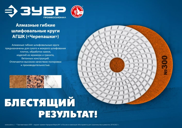 ЗУБР 100 мм, №800, мокрое шлифование, алмазный гибкий шлифовальный круг АГШК, Профессионал (29866-800) купить в Ижевске