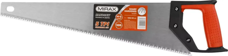 Ножовка по дереву (пила) MIRAX Universal 500 мм, 5 TPI, рез вдоль и поперек волокон, для крупных и средних заготовок 1502-50_z01 купить в Ижевске