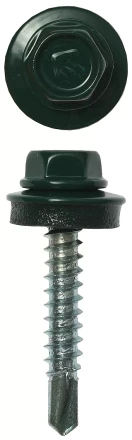 Саморезы ЗУБР &quot;ПРОФЕССИОНАЛ&quot; окраш., RAL 6005 зелен. насыщен., для крепл. кров. матер. к дерев. обреш., 4.8x35мм, 380шт 4-300315-48-035-6005 купить в Ижевске